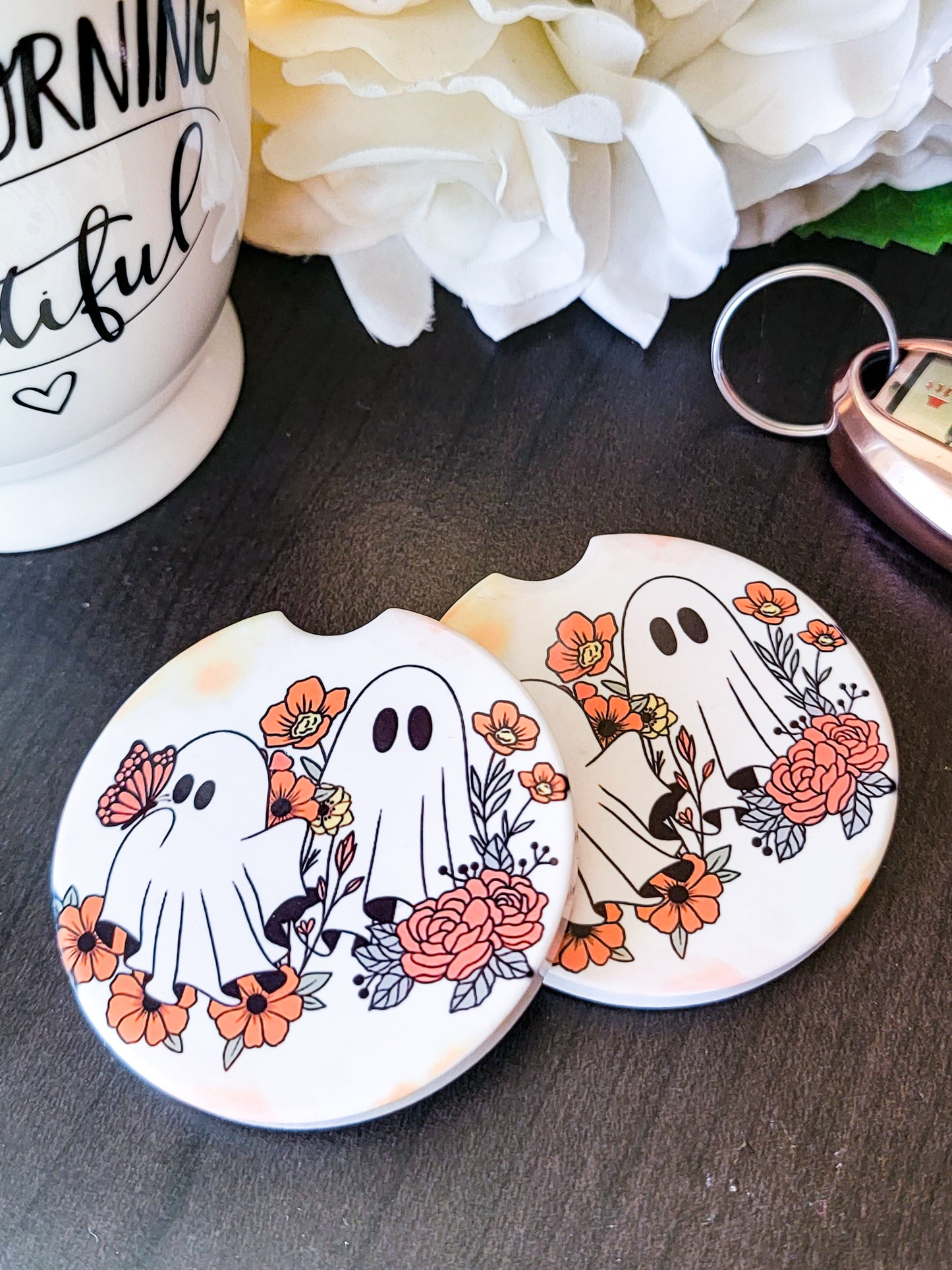 Floral Ghosts Car Coasters