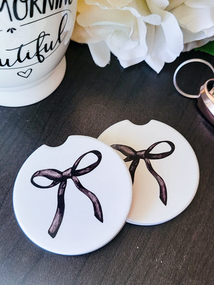 Black Coquette Bow Car Coasters