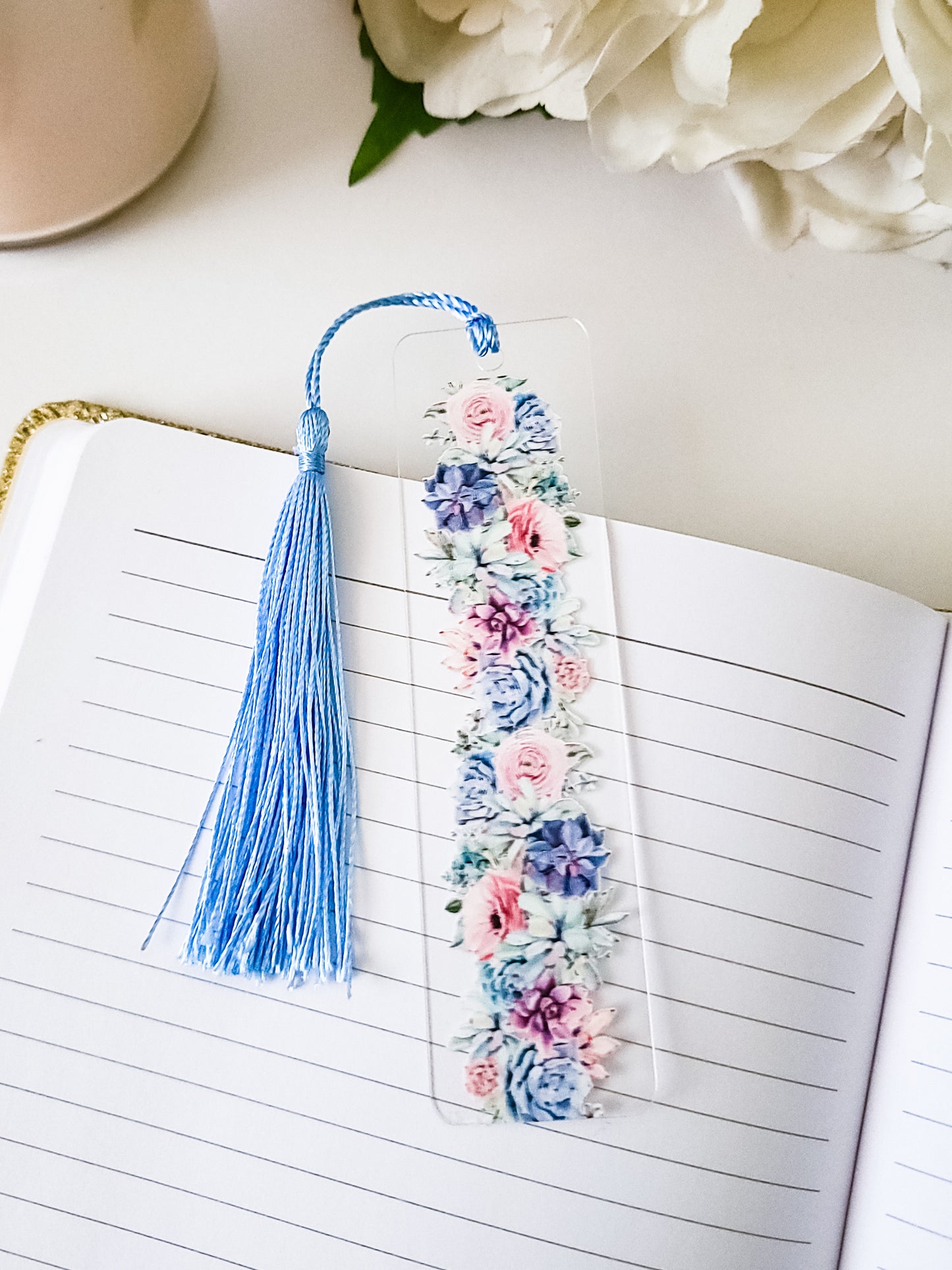 Pink & Blue Florals Bookmark