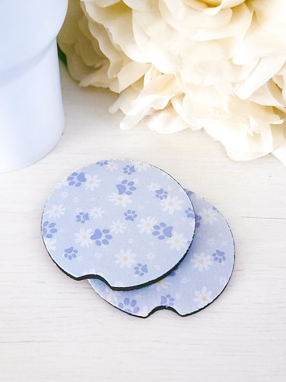 Pawprint & Daisy Car Coasters