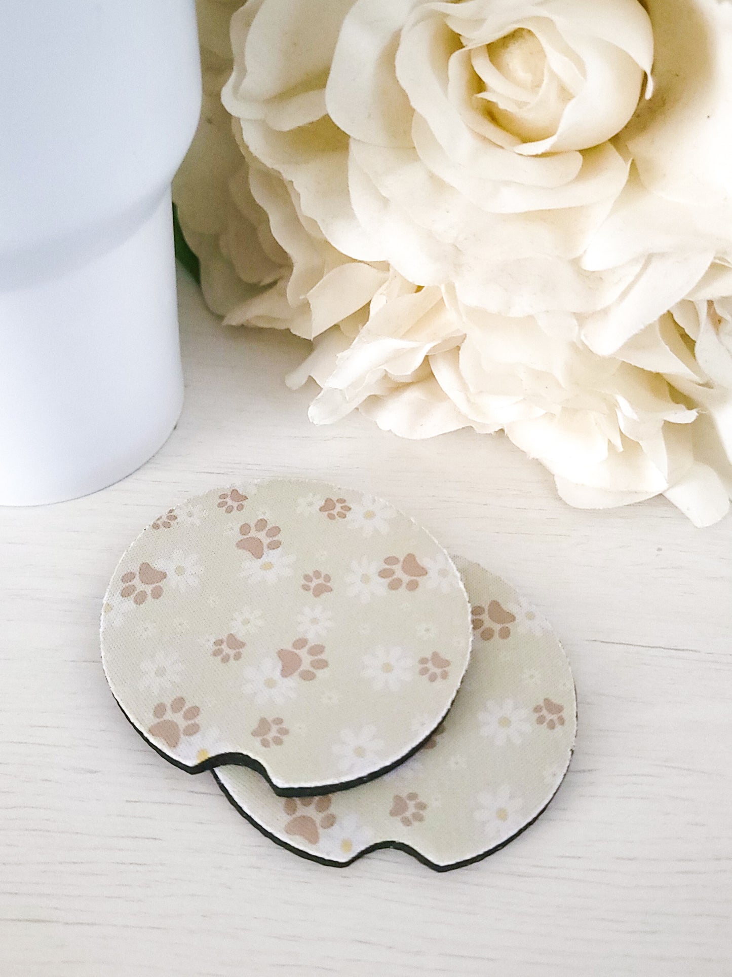 Pawprint & Daisy Car Coasters